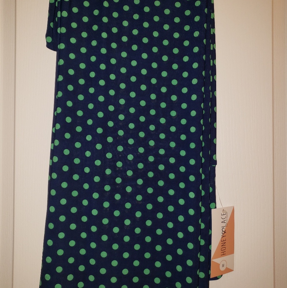Navy Blue with green polka dots Palazzo Pants